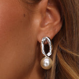 Krizia Drop Earrings Silver Pearl
