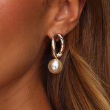 Krizia Drop Earrings Gold Pearl