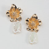 Araminta Floral Pearl Drop Earrings Gold