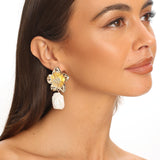Araminta Floral Pearl Drop Earrings Gold