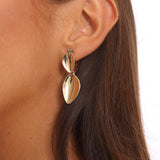 Caius Two Teardrop Earrings Gold