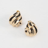Aera Ridged Stud Earrings Gold