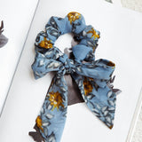 Bow Scrunchie Flower Blue