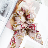 Bow Scrunchie Vintage Floral Purple