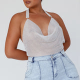 California Diamante Crop Vest Silver