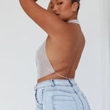 California Diamante Crop Vest Silver