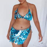 River Festival Shiny Sequins 2 Piece Set Blue