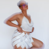 Twinkle Diamante Crop Vest Silver