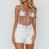 Reputation Diamante Frint Bodychain Top Silver
