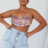 Aerys Holographic Dragon Scale Halter Chain Bralette
