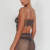 Eden Nights Diamante Mesh Top Black