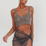 Shine On Diamante Mesh Mini Skirt Black