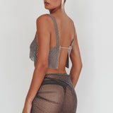 Shine On Diamante Mesh Mini Skirt Black