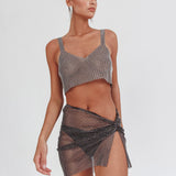 Shine On Diamante Mesh Mini Skirt Black