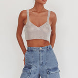Lumina Diamante Crop Top Silver