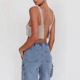 Lumina Diamante Crop Top Silver