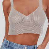 Lumina Diamante Crop Top Silver