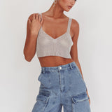 Lumina Diamante Crop Top Silver