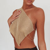 Sun Dial One Shoulder Diamante Top Gold