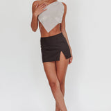 Sun Dial One Shoulder Diamante Top Silver