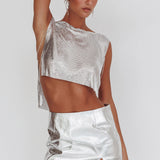 Breakdance Metal Mesh Top Silver
