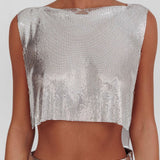 Breakdance Metal Mesh Top Silver