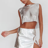 Breakdance Metal Mesh Top Silver