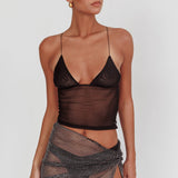 Flutter Backless Butterfly Top Black