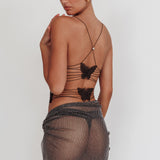Flutter Backless Butterfly Top Black