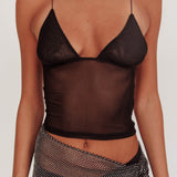 Flutter Backless Butterfly Top Black