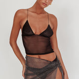 Flutter Backless Butterfly Top Black