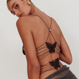 Flutter Backless Butterfly Top Black