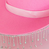 Dolly Diamante Fringe Cowboy Hat Pink