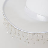 Dolly Diamante Fringe Cowboy Hat White