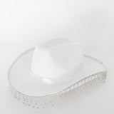 Dolly Diamante Fringe Cowboy Hat White
