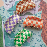 Kitsch Checkered Hair Clip Purple
