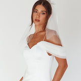 Evelyn Bow & Fishnet Bridal Veil White