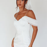 Evelyn Bow & Fishnet Bridal Veil White