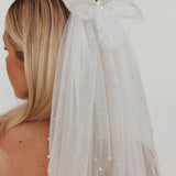 Bella Pearl & Glitter Star Veil White