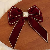 Evie Bow Hairclip Wine