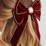 Evie Bow Hairclip Wine