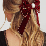 Evie Bow Hairclip Wine