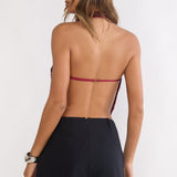 Marquess Backless Halter Top Sequin Cherry