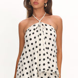 Galentines Halterneck Top Polka Dot Ivory