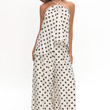 Galentines Wide Leg Pants Polka Dot Ivory