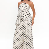 Galentines Wide Leg Pants Polka Dot Ivory