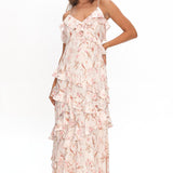 Cameela Ruffle Trim Maxi Dress Floral Blush