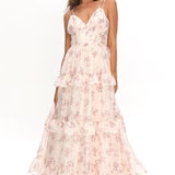 Layna Frill Trim Maxi Dress Floral Blush