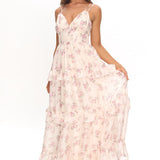 Layna Frill Trim Maxi Dress Floral Blush