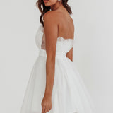 Touch The Stars Gathered Mesh Mini Dress White